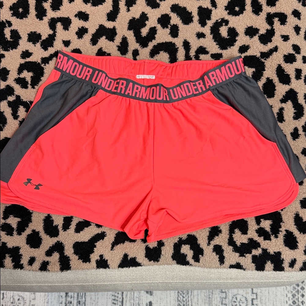 Under Armour Women's Hot Pink and Gray Athletic Shorts